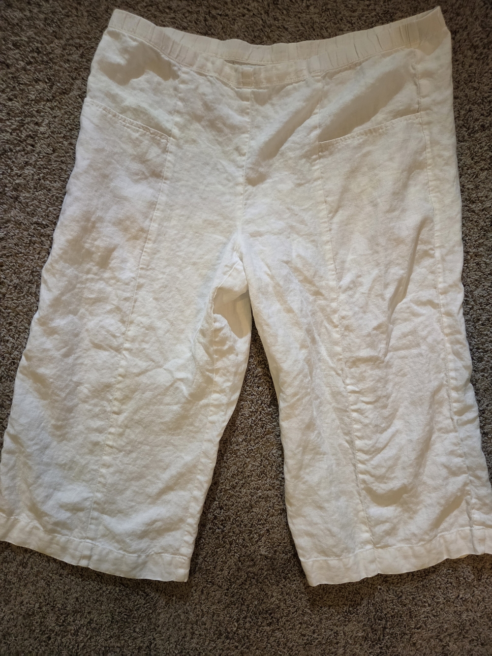 Linen Blend Wide-Leg Cropped Pants